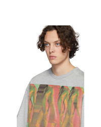 graues bedrucktes T-Shirt mit einem Rundhalsausschnitt von Dries Van Noten