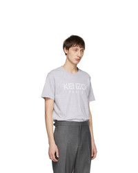 graues bedrucktes T-Shirt mit einem Rundhalsausschnitt von Kenzo