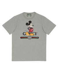 graues bedrucktes T-Shirt mit einem Rundhalsausschnitt von Gucci