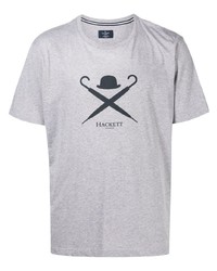 graues bedrucktes T-Shirt mit einem Rundhalsausschnitt von Hackett