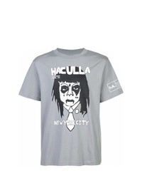 graues bedrucktes T-Shirt mit einem Rundhalsausschnitt von Haculla