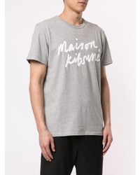 graues bedrucktes T-Shirt mit einem Rundhalsausschnitt von MAISON KITSUNÉ