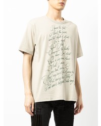 graues bedrucktes T-Shirt mit einem Rundhalsausschnitt von Junya Watanabe MAN