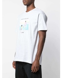 graues bedrucktes T-Shirt mit einem Rundhalsausschnitt von Supreme