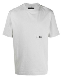 graues bedrucktes T-Shirt mit einem Rundhalsausschnitt von Heliot Emil