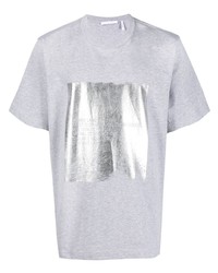 graues bedrucktes T-Shirt mit einem Rundhalsausschnitt von Helmut Lang