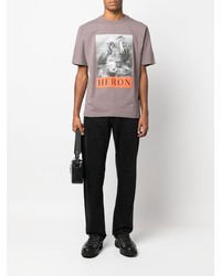 graues bedrucktes T-Shirt mit einem Rundhalsausschnitt von Heron Preston