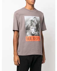 graues bedrucktes T-Shirt mit einem Rundhalsausschnitt von Heron Preston