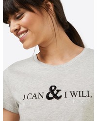 graues bedrucktes T-Shirt mit einem Rundhalsausschnitt von Herrlicher