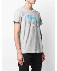 graues bedrucktes T-Shirt mit einem Rundhalsausschnitt von Helmut Lang