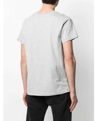 graues bedrucktes T-Shirt mit einem Rundhalsausschnitt von Helmut Lang