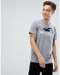 graues bedrucktes T-Shirt mit einem Rundhalsausschnitt von Hollister