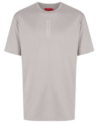 graues bedrucktes T-Shirt mit einem Rundhalsausschnitt von Hugo