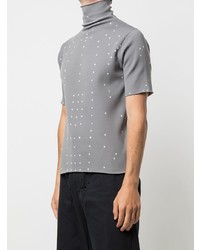 graues bedrucktes T-Shirt mit einem Rundhalsausschnitt von Xander Zhou