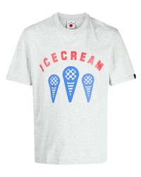 graues bedrucktes T-Shirt mit einem Rundhalsausschnitt von Icecream