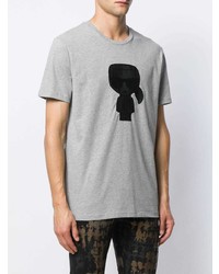 graues bedrucktes T-Shirt mit einem Rundhalsausschnitt von Karl Lagerfeld