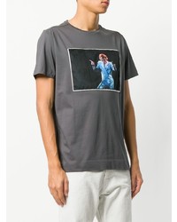 graues bedrucktes T-Shirt mit einem Rundhalsausschnitt von Limitato