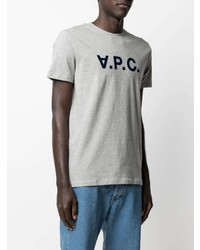 graues bedrucktes T-Shirt mit einem Rundhalsausschnitt von A.P.C.