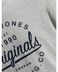 graues bedrucktes T-Shirt mit einem Rundhalsausschnitt von Jack & Jones