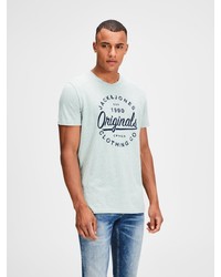 graues bedrucktes T-Shirt mit einem Rundhalsausschnitt von Jack & Jones