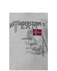 graues bedrucktes T-Shirt mit einem Rundhalsausschnitt von Jan Vanderstorm