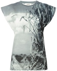 graues bedrucktes T-Shirt mit einem Rundhalsausschnitt von Jean Paul Gaultier
