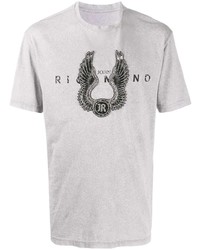 graues bedrucktes T-Shirt mit einem Rundhalsausschnitt von John Richmond