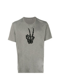graues bedrucktes T-Shirt mit einem Rundhalsausschnitt von John Varvatos