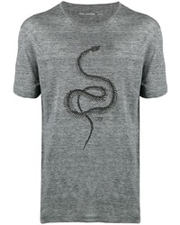 graues bedrucktes T-Shirt mit einem Rundhalsausschnitt von John Varvatos Star USA