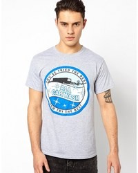 graues bedrucktes T-Shirt mit einem Rundhalsausschnitt von Joystick Junkies