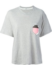 graues bedrucktes T-Shirt mit einem Rundhalsausschnitt von JULIEN DAVID