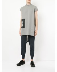 graues bedrucktes T-Shirt mit einem Rundhalsausschnitt von Rick Owens DRKSHDW