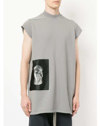 graues bedrucktes T-Shirt mit einem Rundhalsausschnitt von Rick Owens DRKSHDW