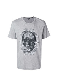graues bedrucktes T-Shirt mit einem Rundhalsausschnitt von Just Cavalli