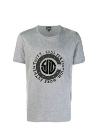 graues bedrucktes T-Shirt mit einem Rundhalsausschnitt von Just Cavalli
