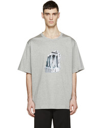 graues bedrucktes T-Shirt mit einem Rundhalsausschnitt von Juun.J