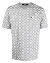 graues bedrucktes T-Shirt mit einem Rundhalsausschnitt von Karl Lagerfeld