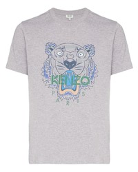 graues bedrucktes T-Shirt mit einem Rundhalsausschnitt von Kenzo