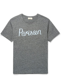 graues bedrucktes T-Shirt mit einem Rundhalsausschnitt von Kitsune