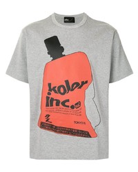 graues bedrucktes T-Shirt mit einem Rundhalsausschnitt von Kolor