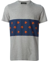 graues bedrucktes T-Shirt mit einem Rundhalsausschnitt von Kris Van Assche
