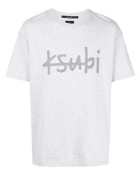 graues bedrucktes T-Shirt mit einem Rundhalsausschnitt von Ksubi