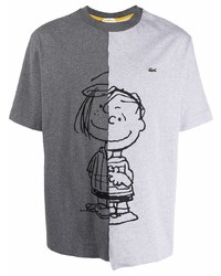 graues bedrucktes T-Shirt mit einem Rundhalsausschnitt von Lacoste