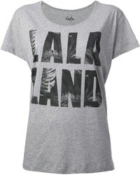 graues bedrucktes T-Shirt mit einem Rundhalsausschnitt von Lala Berlin