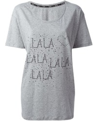 graues bedrucktes T-Shirt mit einem Rundhalsausschnitt von Lala Berlin