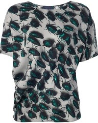 graues bedrucktes T-Shirt mit einem Rundhalsausschnitt von Lanvin