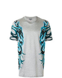graues bedrucktes T-Shirt mit einem Rundhalsausschnitt von Lanvin