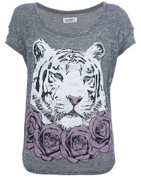 graues bedrucktes T-Shirt mit einem Rundhalsausschnitt von Lauren Moshi