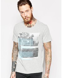 graues bedrucktes T-Shirt mit einem Rundhalsausschnitt von Lee