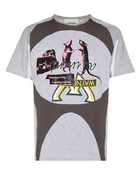 graues bedrucktes T-Shirt mit einem Rundhalsausschnitt von Liam Hodges